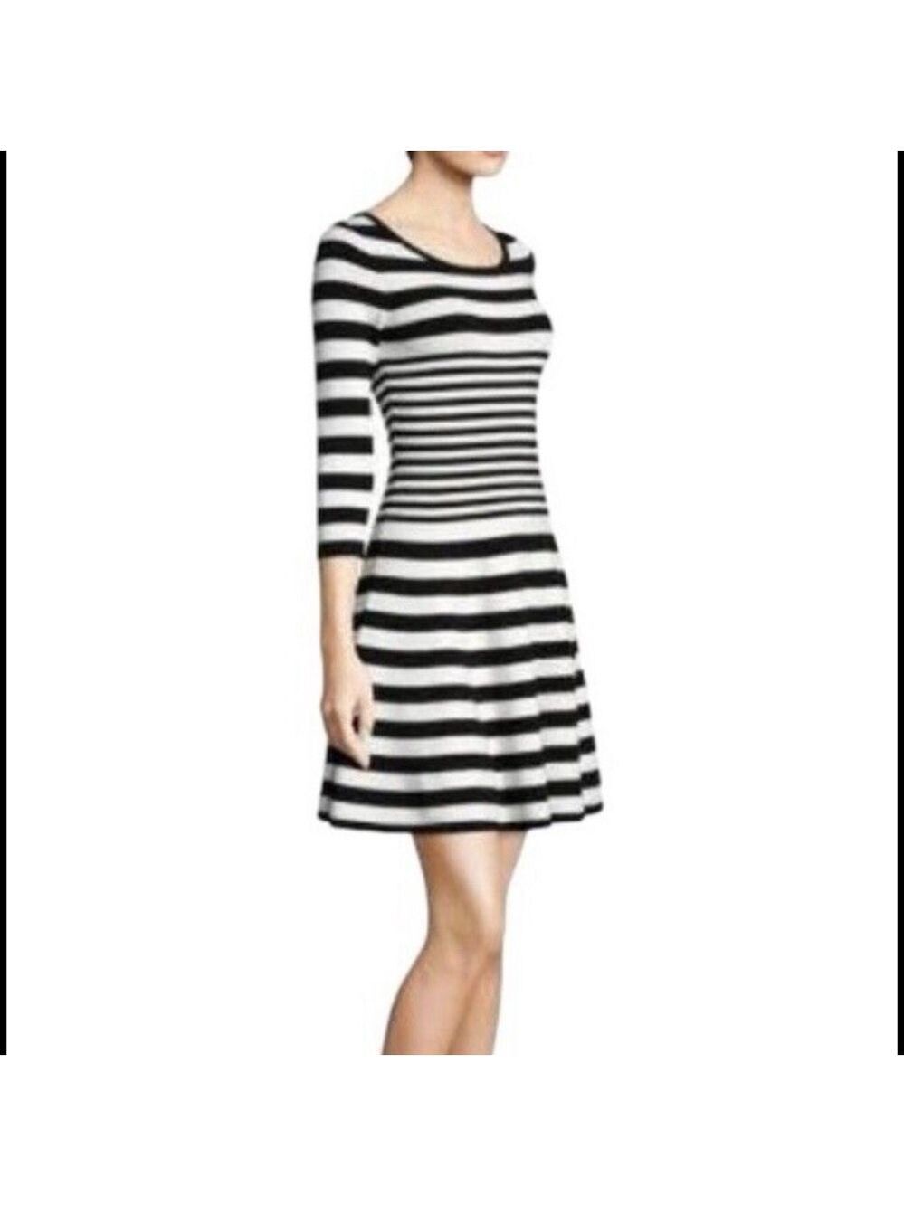 Milly navy and white striped knit dress